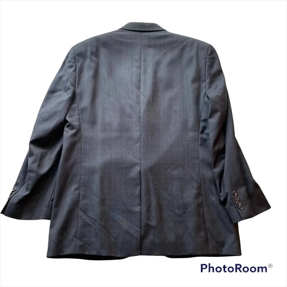 Ralph Lauren Suit Jacket Vest Blazer 2pc Sport Coat Navy Blue Size 43R Plaid